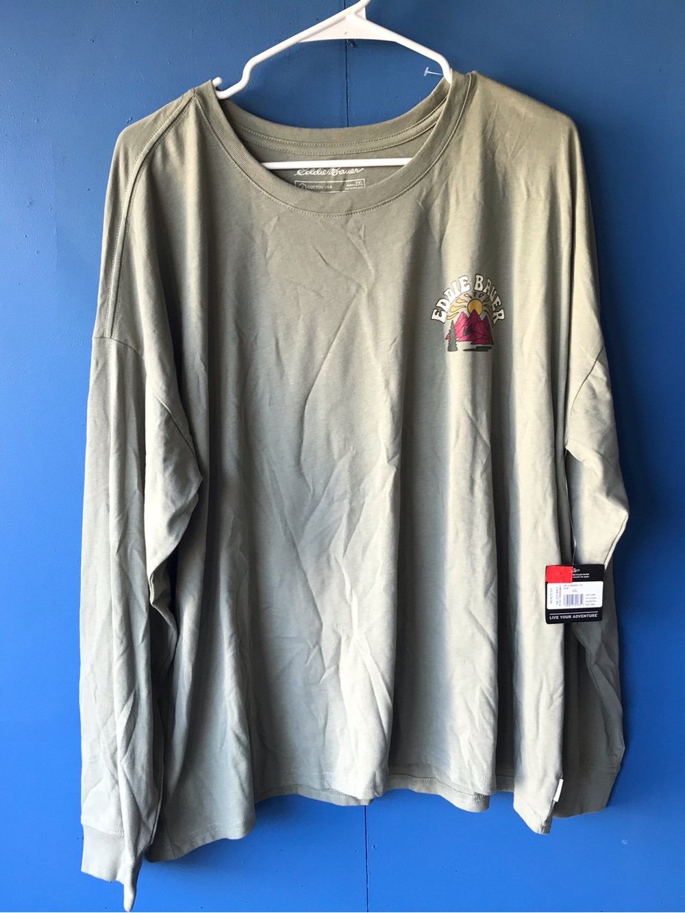 Eddie Bauer Men’s Long Sleeve Graphic Tee XXL - New Men | Color: Green/White |